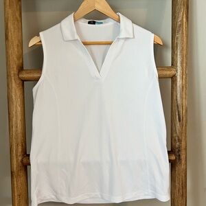 PGA Tour White Sleeveless Golf Polo Tank Top